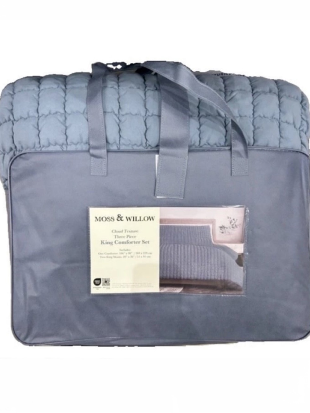 Moss & Willow Cloud Texture Blue 3 Piece King Comforter Set 106”x90”